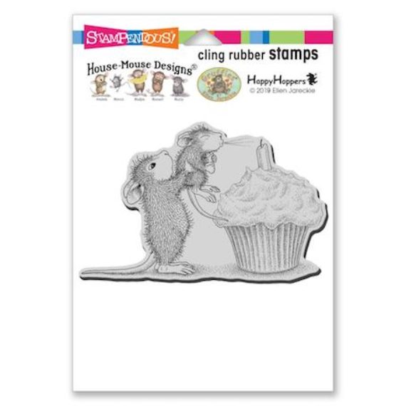 Stampendous House Mouse Cling Stamp - Birthday Cupcake