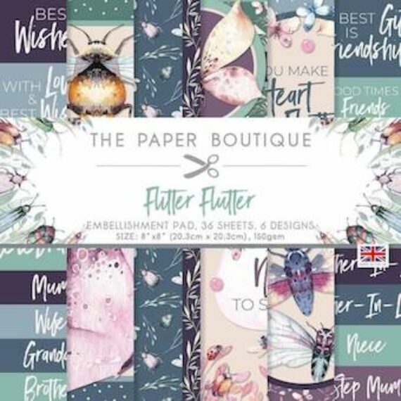 The Paper Boutique Flitter Flutter 8 in x 8 in Embellishments Pad