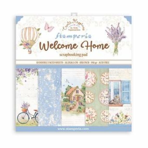 Stamperia Mini Scrapbooking Pad 10 20.3 x 20.3 cm (8×8) Create Happiness Welcome Home