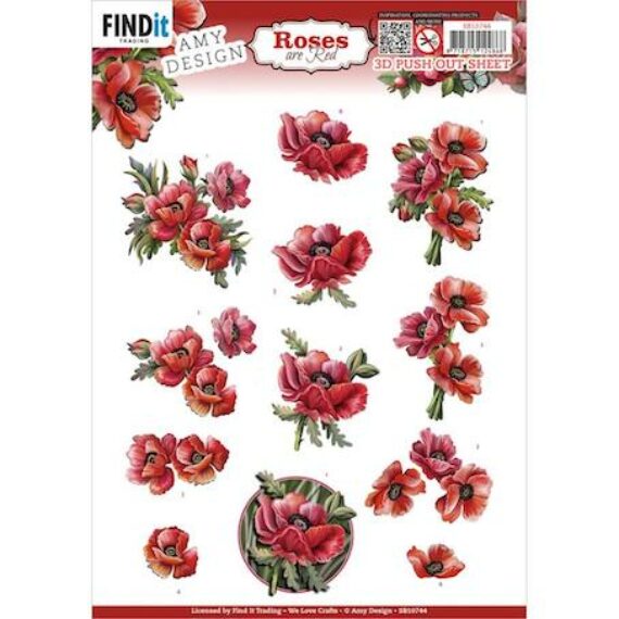 Poppies, Roses Are Red - 3D Decoupage Sheet