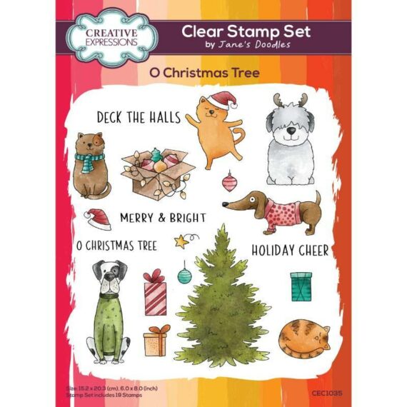 Creative Expressions Jane’s Doodles O Christmas Tree 6 in x 8 in Clear Stamp Set