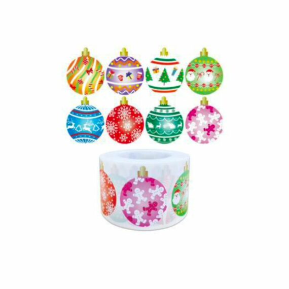 Sticker roll - Christmas Baubles - 25mm
