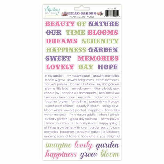 Pre-Order - Mintay Lilac Garden Paper stickers - Words - Due Mid May