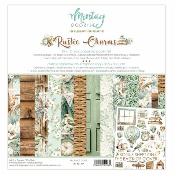 Pre-Order - Mintay Rustic Charms 12" x 12" paper pad - Due Mid May