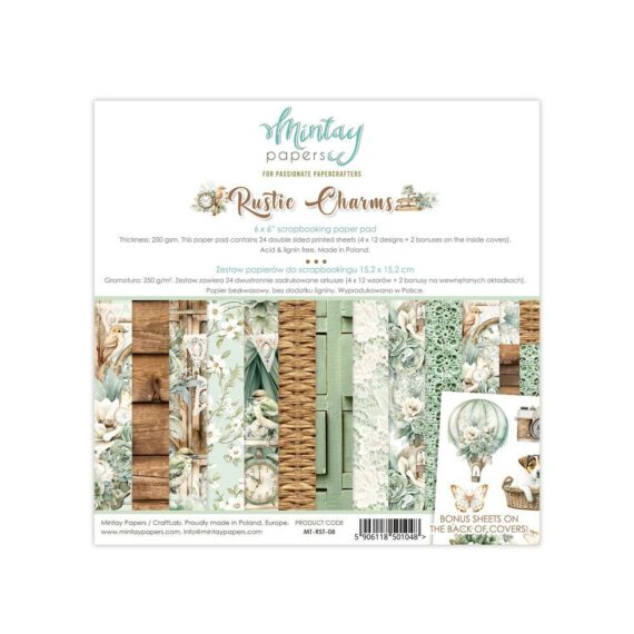 Pre-Order - Mintay Rustic Charms 6" x 6" paper pad - Due Mid May
