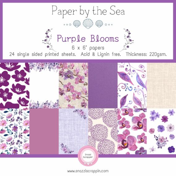 Paper by the Sea - Purple Blooms - 15cm x 15cm