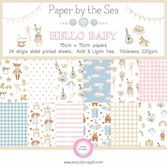 Paper by the Sea - Hello Baby - 15cm x 15cm