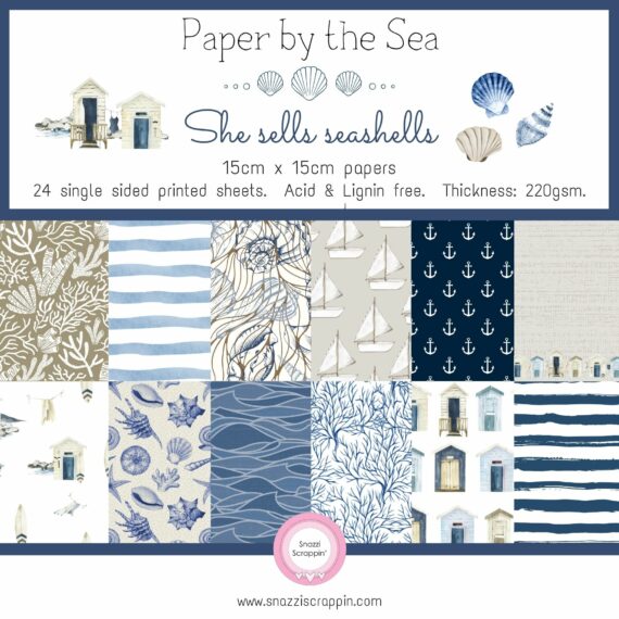 Paper by the Sea - She sells seashells - 15cm x 15cm