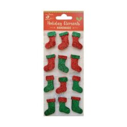 Little Birdie Mini Embellishment Glitter Stockings - Red & Green