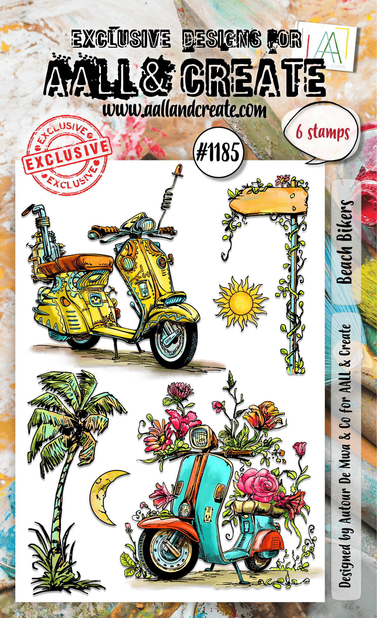 Aall & Create - A6 Stamp Set – Beach Bikers- #1185 – June 2024