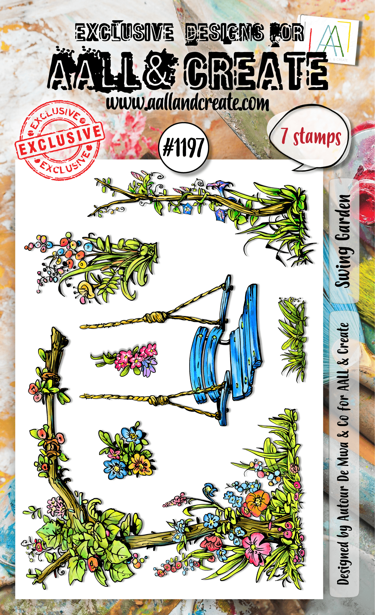 Aall & Create - A6 Stamp Set – Swing Garden – #1197 – July 2024