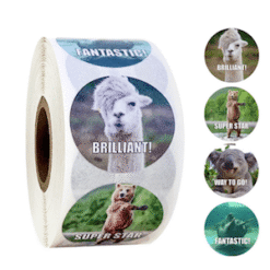 Sticker roll - Teacher 3 - Llama & animals - 25mm