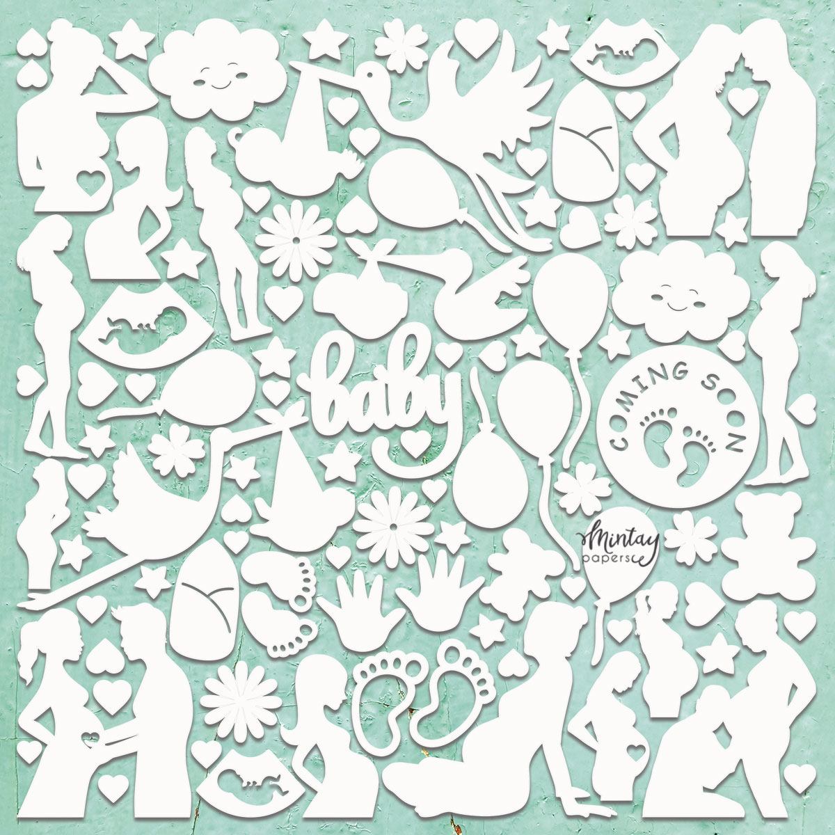 Mintay - Chipboard - 12" x 12" - Baby Shower