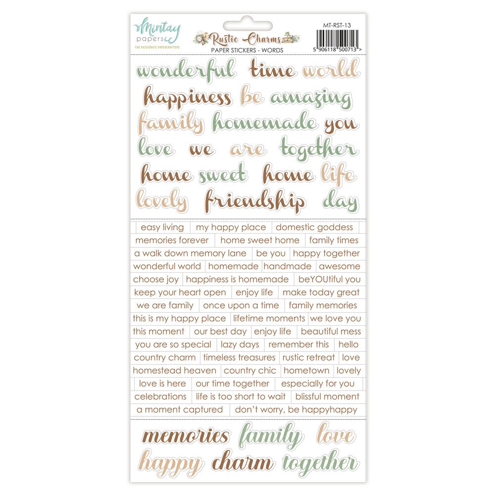 Mintay - Rustic Charms - Paper stickers - Words