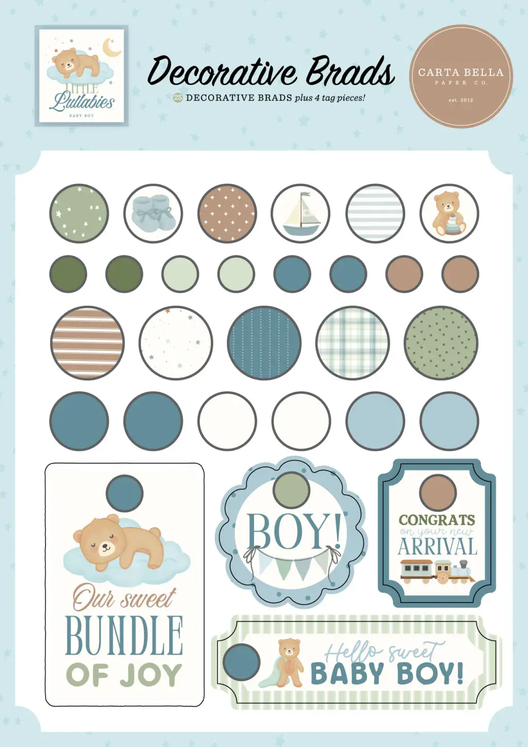 Little Lullabies – Baby Boy Decorative Brads