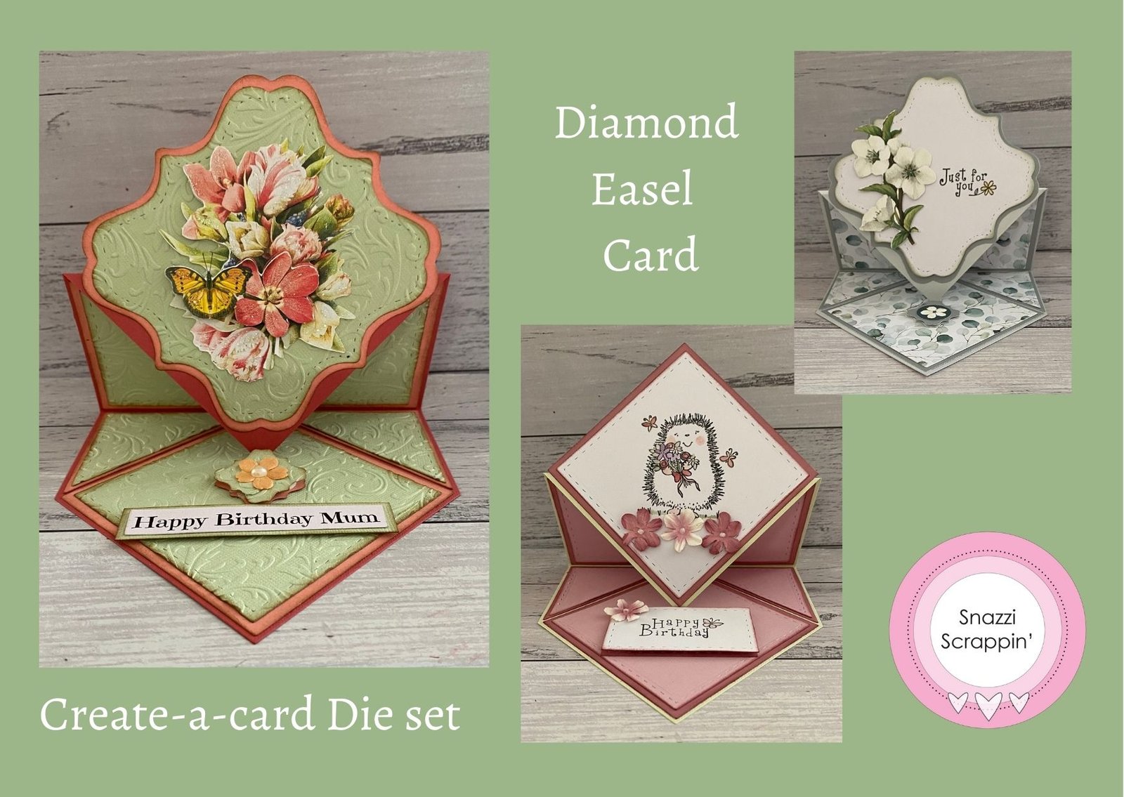 Create-a-card - Diamond Easel Card Die set