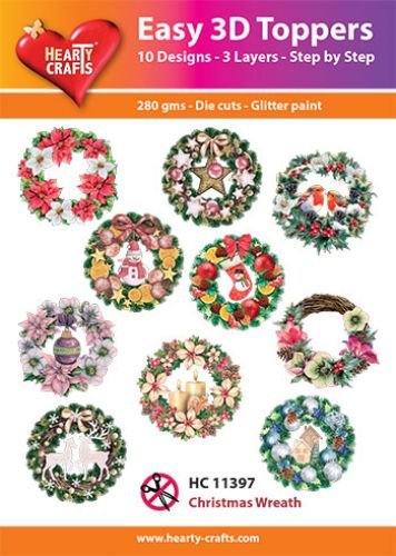 Hearty Crafts Easy 3D Toppers - Christmas Wreath