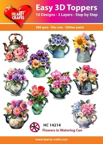 Hearty Crafts Easy 3D Toppers - Flowers in Watering Cans