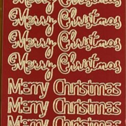 Merry Christmas 3 - Metallic Red/ Gold Outline