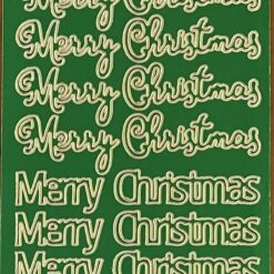 Merry Christmas 3 - Metallic Green/ Gold Outline
