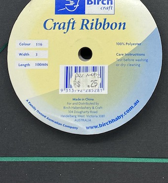 Ribbon - 3mm Emerald Poly satin - 1 metre