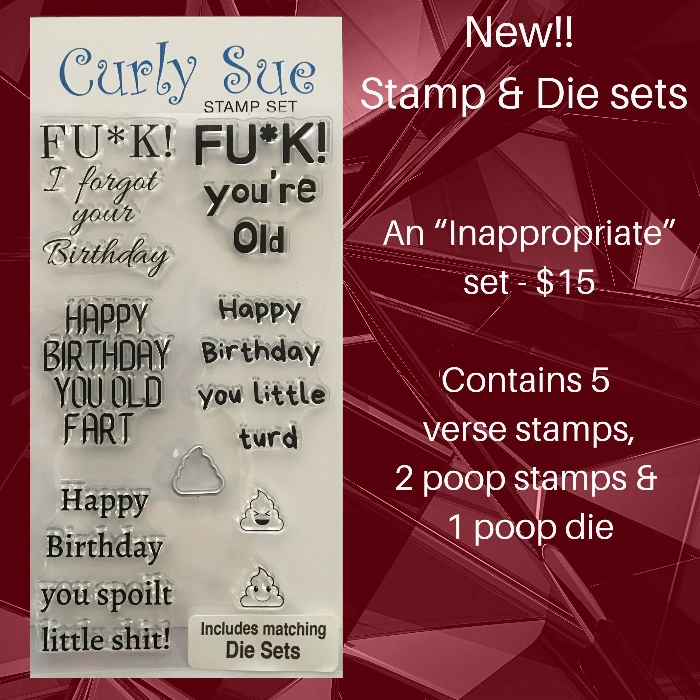 An "Inappropriate" stamp & die set