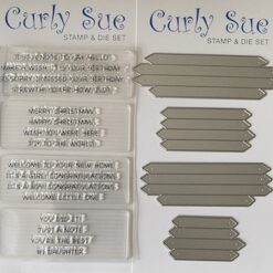 Alternative view of Curly Sue - Mini strip sentiment stamp & die set 3