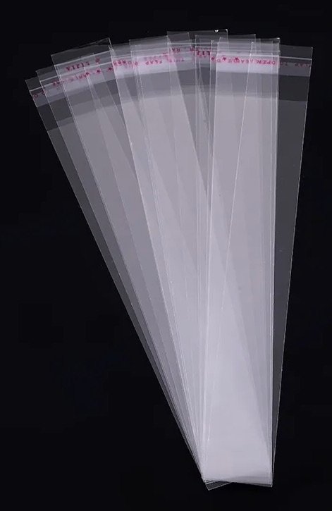 Cellophane bags - Thin - 3cm x 17cm - Pack of 20