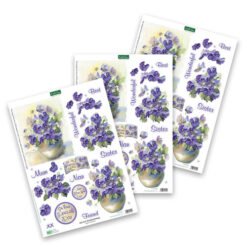 Katy Sue Designs Vases of Pansies 3D Die-Cut Decoupage (3 sheets) (11- DCD608)