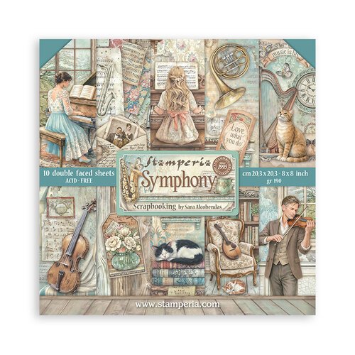 Stamperia Symphony 8x8 Inch Paper Pack by Sara Alcobendas (SBBS144)