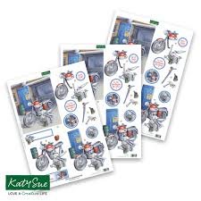 Katy Sue Designs Motorbike & Tools 3D Die-Cut Decoupage (3sheets) (11- DCD619)