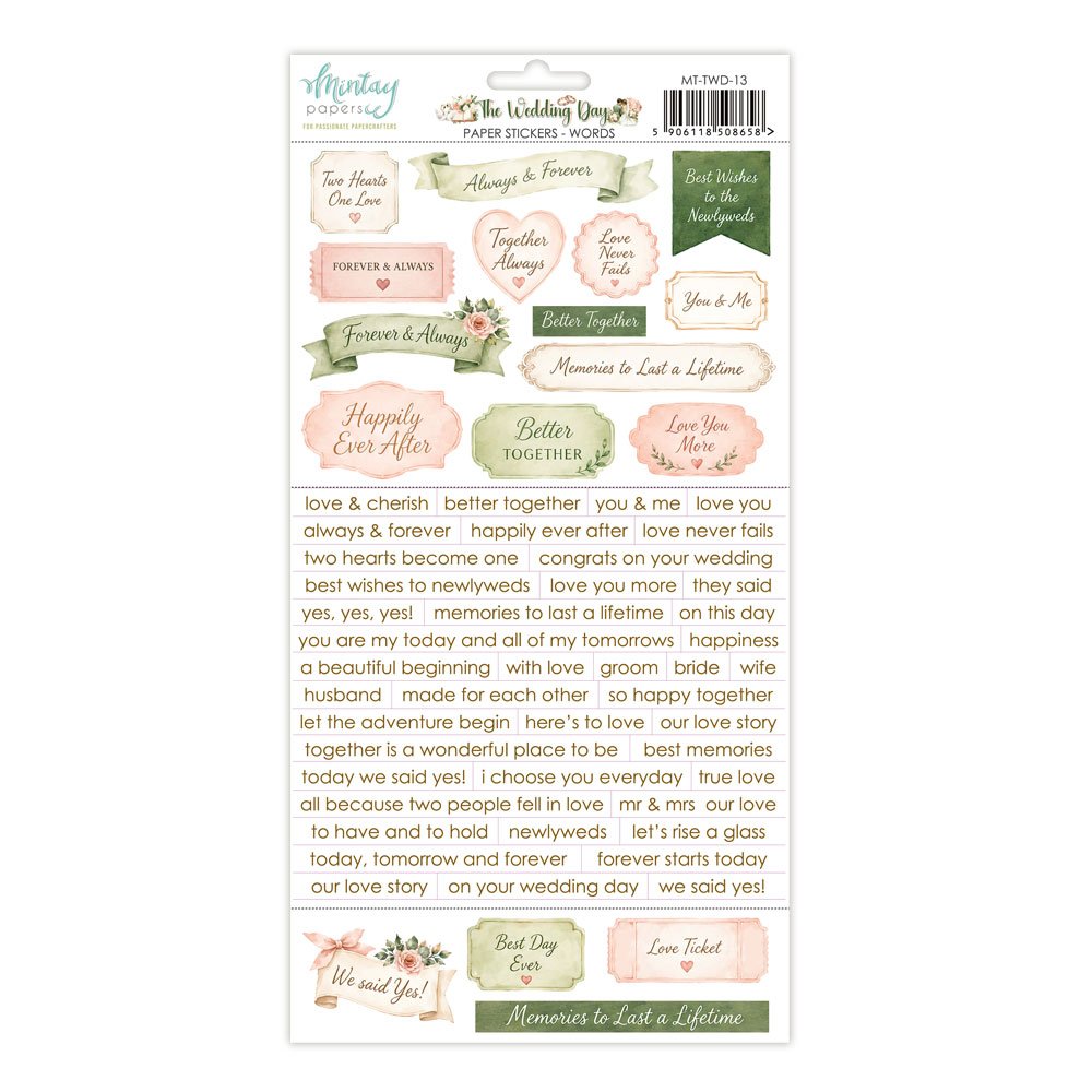 Pre-order - Mintay - Wedding Day - Paper stickers - Words - due mid August