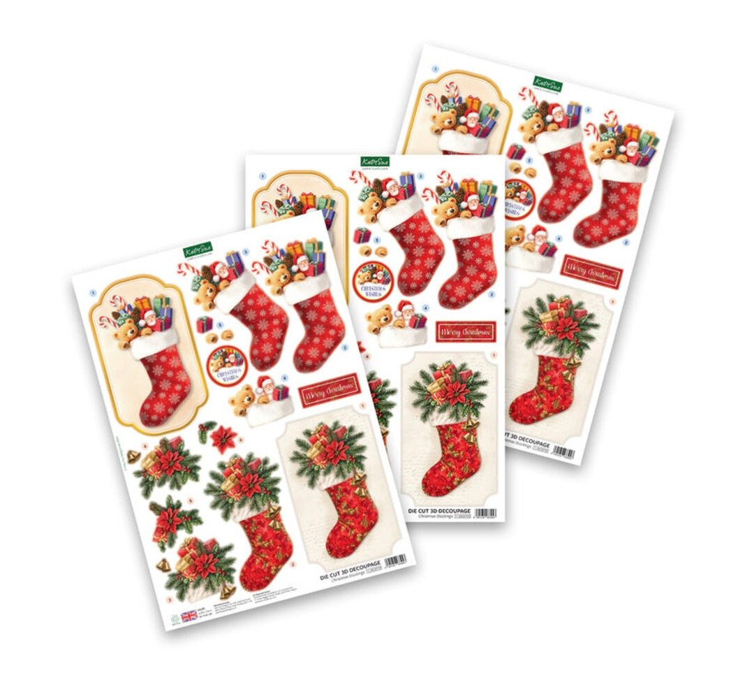 Katy Sue Designs Christmas Stockings 3D Die-Cut Decoupage (3pcs)