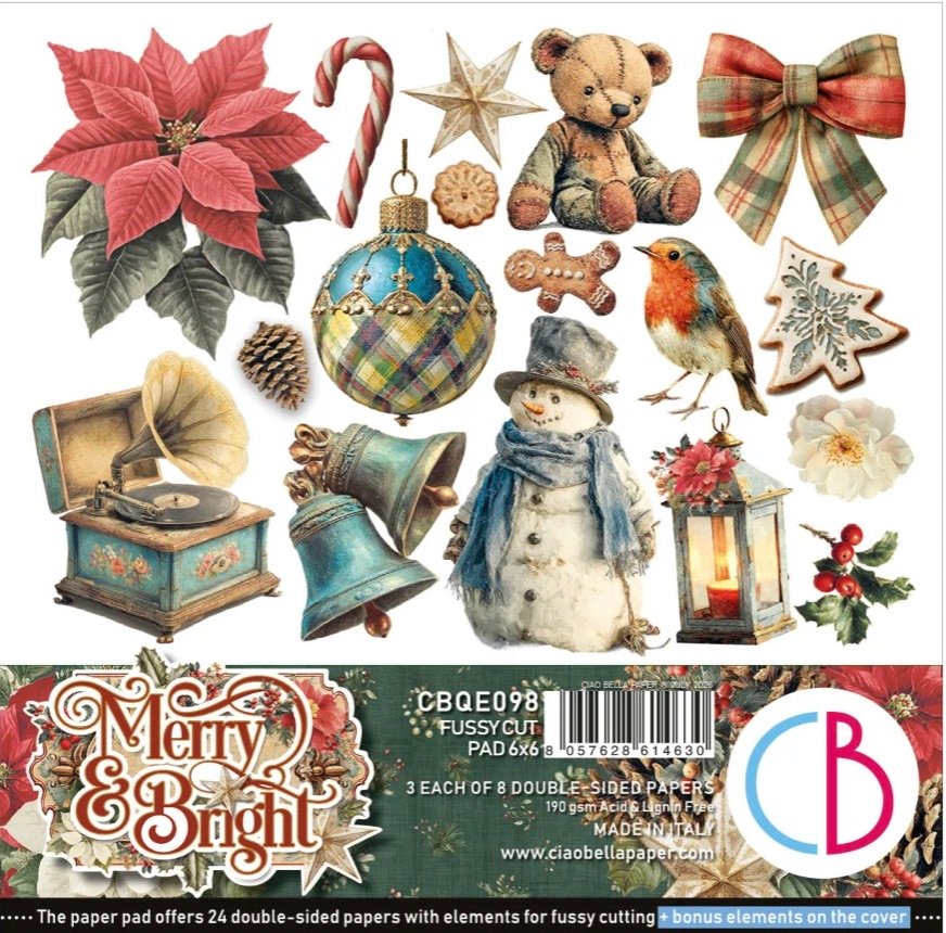 Ciao Bella - Merry & Bright Fussy Cut Pad 6″x6″ 24/Pkg
